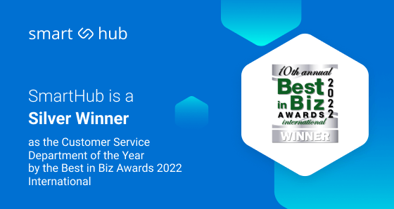 SmartHub is a Silver Winner in the Customer Service Department of the Year in Best in Biz Awards 2022 International